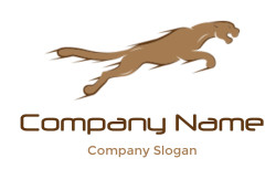 Stylized graphic of a running cheetah in motion, depicted in brown.