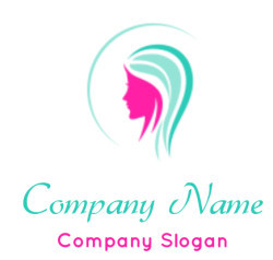 Stylized silhouette of a woman's profile with colorful hair in pink and teal.
