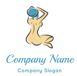 make a massage logo back of nude girl with toweled hair