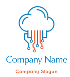 create an IT logo cloud dripping IT wires