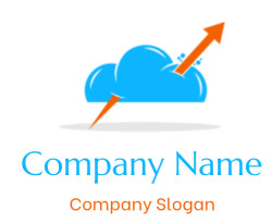 Illustration of a blue cloud with an upward orange arrow symbolizing growth in cloud computing.