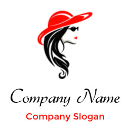 Silhouette of a woman wearing a red hat and lipstick.