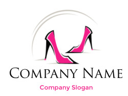 Illustration of stylish pink high heel shoes in a logo design.