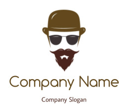Minimalist hipster style icon with a hat, sunglasses, and a beard.
