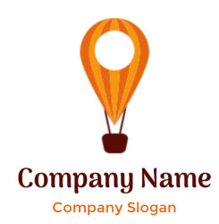 Simple orange and yellow hot air balloon icon on a transparent background.