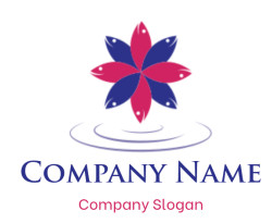 Abstract flower logo with purple and pink petals and water ripple design.