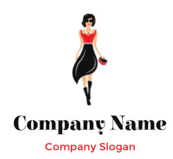 Illustration of a stylish woman in a red and black outfit with sunglasses.