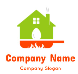 restaurant logo online house on frying pan with egg and window for Bed and Breakfast