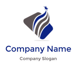 Abstract logo with star and wave pattern in blue and gray colors.