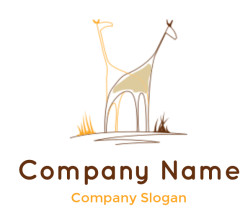Abstract illustration of a giraffe in earthy tones with minimalist design.