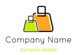 Illustration of colorful shopping bag icons in orange and green.