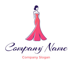 Silhouette of a figure in a flowing pink evening gown.