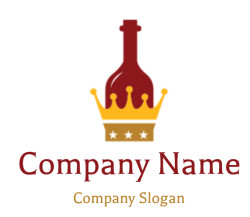 Illustration of a red wine bottle with a golden crown featuring stars at the base.