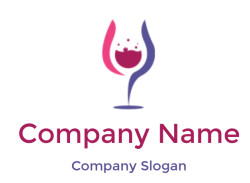 Abstract and colorful illustration of a stylized wineglass with a splash effect.