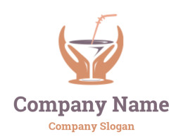 Illustration of two hands holding a cocktail glass with a straw.
