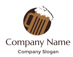 Icon of a beer mug with foam on a brown background.