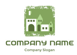 Green icon depicting a medieval village with castle-like architecture.