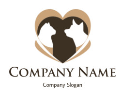 Two cat silhouettes within a heart shape