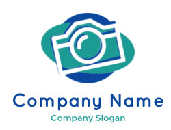 photography logo line art camera in ellipses