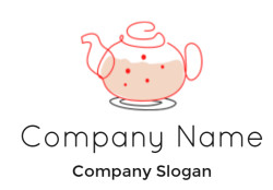 make a restaurant logo line art bubbling teapot