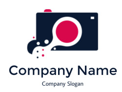 photography logo camera with lens and dots