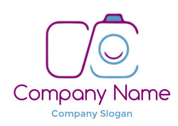 Outline of a camera icon in purple and blue colors