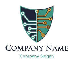 security logo template circuit board in shield