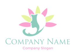 Logo featuring a woman's silhouette with floral accents in pastel colors.
