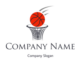 Illustration of a basketball scoring in a hoop