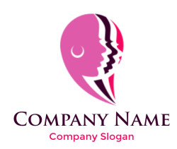 beauty logo icon woman side profile layers