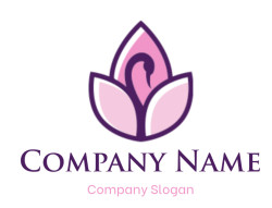 generate a spa logo swan inside lotus petals