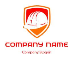 handyman logo negative space helmet in shield