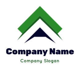 Abstract geometric logo featuring a green arrow in an upward direction.