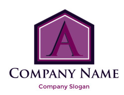 Hexagonal logo with a purple letter A