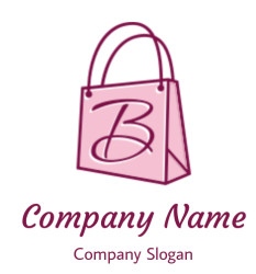 Letter B logo template shopping bag line art inside B