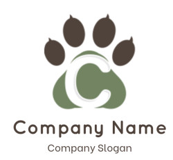 Letter C logo template paw incorporating letter C