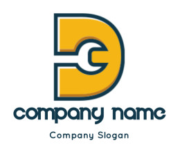 Letter D logo template wrench inside letter D