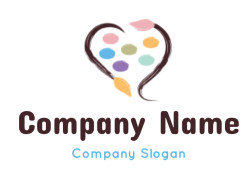 Heart-shaped abstract design with colorful brush strokes and pastel blobs.