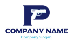 Create a Letter P logo with gun