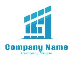 Abstract blue geometric building logo design