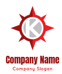 Red compass icon featuring a letter K within a circular design.