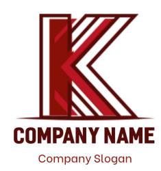Stylized red letter K with geometric lines