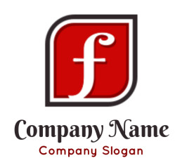 Red and white letter F icon with elegant design.