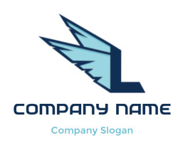 Blue winged letter L logo with a minimalist design.