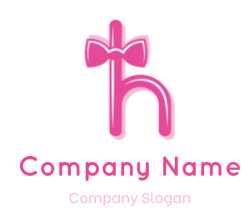 Letter H logo maker with pink bow