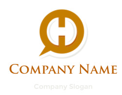 Stylized letter H inside an orange speech bubble logo.