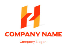 Abstract red and orange geometric logo design.