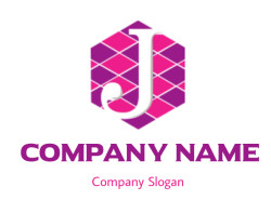 Letter J logo incorporated in polygonal shape