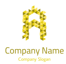 Abstract geometric pattern of yellow triangles forming a symmetrical design.