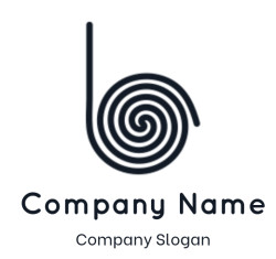 Black spiral line art on a white background.